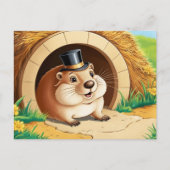 Vrolijke Groundhog met Top Hat Briefkaart (Voorkant)