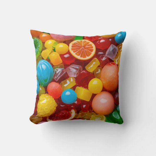 Vrolijke Gummy Snoepjes Kussen (Voorkant)