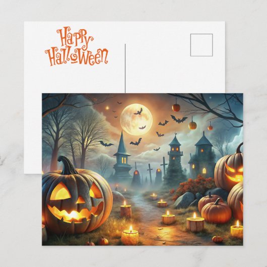 vrolijke halloween feestdagenkaart (Voorkant / Achterkant)