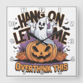 Vrolijke Halloween-geest bovenop een gesneden pomp Vierkante Klok (Voorkant)