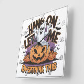 Vrolijke Halloween-geest bovenop een gesneden pomp Vierkante Klok (Hoek)