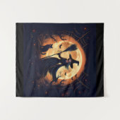 Vrolijke Halloween heks om middernacht Wandkleed (Voorkant (horizontaal))