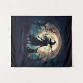 Vrolijke Halloween heks om middernacht Wandkleed (Voorkant (horizontaal))