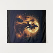 Vrolijke Halloween heks om middernacht Wandkleed (Voorkant (horizontaal))