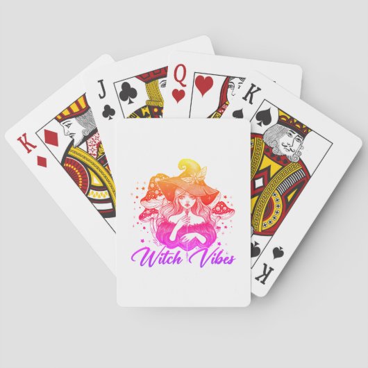 vrolijke Halloween heksenvibes Pokerkaarten (Achterkant)