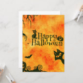 vrolijke hallowenkat kaart (Voorkant / Achterkant in situ)