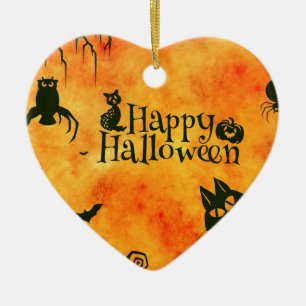 vrolijke hallowenkat keramisch ornament