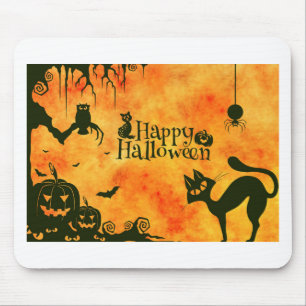 vrolijke hallowenkat muismat