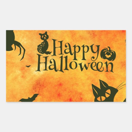 vrolijke hallowenkat rechthoekige sticker (Voorkant)