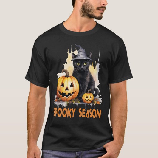 vrolijke hallowenkat t-shirt (Voorkant)