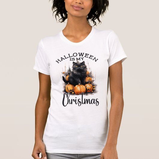 vrolijke hallowenkat t-shirt (Voorkant)