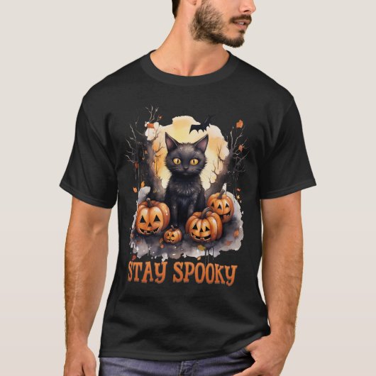 vrolijke hallowenkat t-shirt (Voorkant)