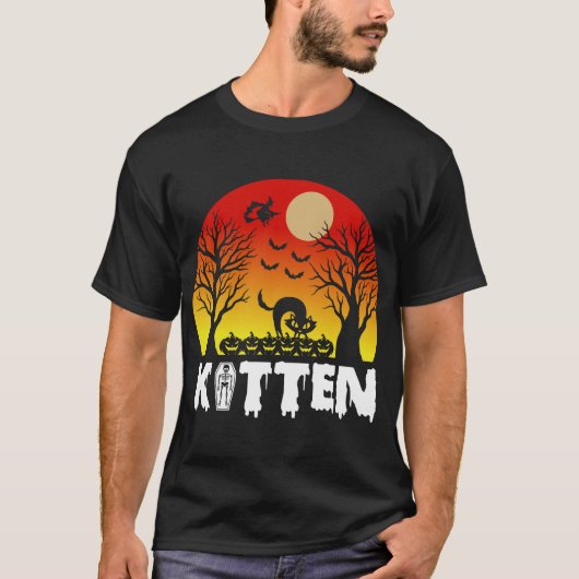 vrolijke hallowenkat t-shirt (Voorkant)