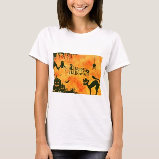 vrolijke hallowenkat t-shirt (Voorkant)