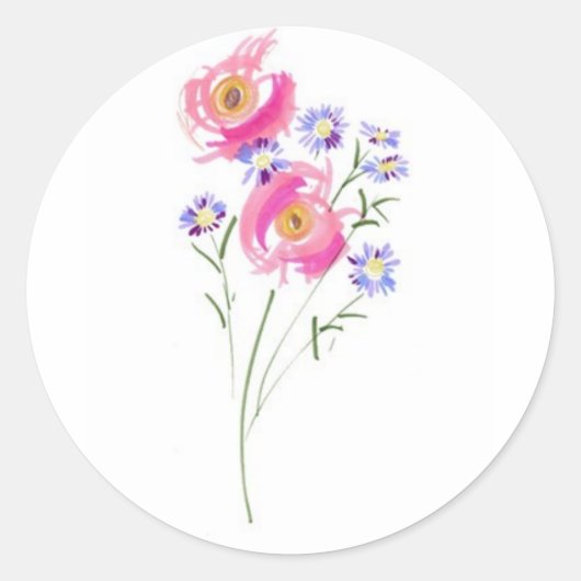 Vrolijke hand getekende madeliefjes ronde sticker (Voorkant)