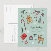 Vrolijke Hand getrokken Vakantie Illustraties Brie Feestdagenkaart (Voorkant / Achterkant)