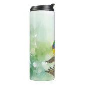 Vrolijke handgeschilderde Gouldia Finch vogels Thermosbeker (Gedraaid links)