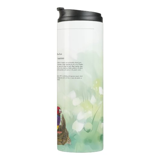 Vrolijke handgeschilderde Gouldia Finch vogels Thermosbeker (Geroteerd rechts)