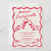 Vrolijke Handgetekende Cocktail Bachelorette-feest Kaart (Voorkant)