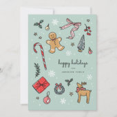 Vrolijke handgetekende vakantie-illustraties kaart (Voorkant)