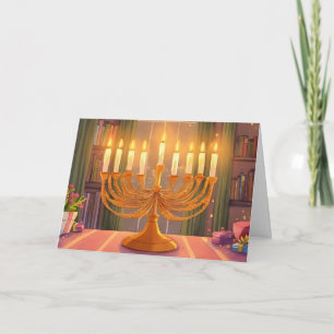Vrolijke Hanukkah Menora Kaarsen Olie Schilderij Feestdagen Kaart
