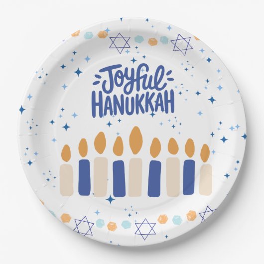 Vrolijke Hanukkah Papieren Bordje (Voorkant)