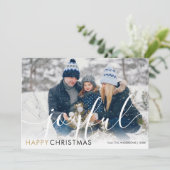 Vrolijke Happy Christmas Modern Photo Chic Script Feestdagenkaart (Staand voorkant)