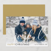 Vrolijke Happy Christmas Modern Photo Chic Script Feestdagenkaart (Voorkant / Achterkant)