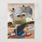 Vrolijke happy schrijft grote droom waar op beach briefkaart (Voorkant)