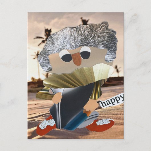 Vrolijke happy schrijft grote droom waar op beach briefkaart (Voorkant)