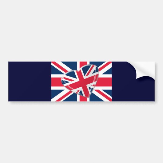 Vrolijke Hart Union Jack Vlag Kunst Bumpersticker (Voorkant)