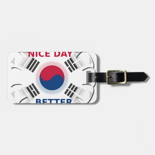 Vrolijke "Have a Nice Day" Koreaanse vlag Art Desi Bagagelabel (Voorkant horizontaal)