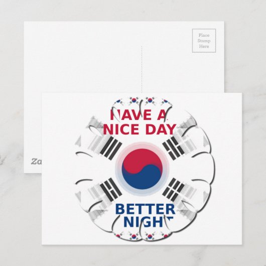 Vrolijke "Have a Nice Day" Koreaanse vlag Art Desi Briefkaart (Voorkant / Achterkant)