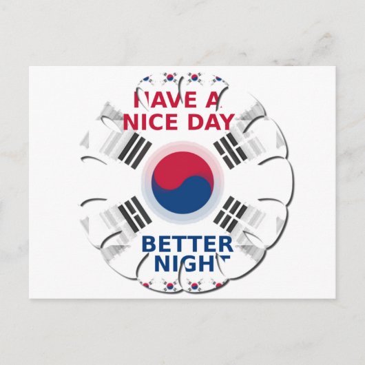 Vrolijke "Have a Nice Day" Koreaanse vlag Art Desi Briefkaart (Voorkant)