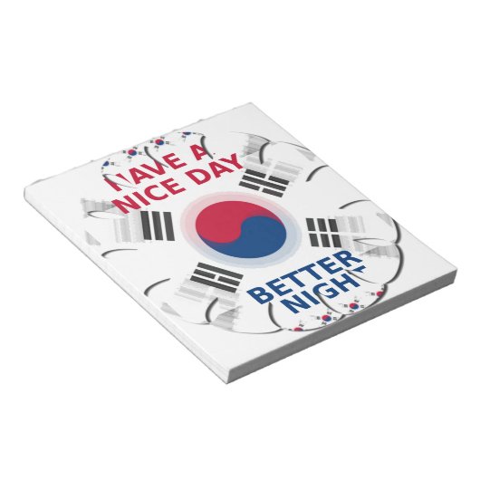 Vrolijke "Have a Nice Day" Koreaanse vlag Art Desi Notitieblok (Schuin)