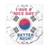 Vrolijke "Have a Nice Day" Koreaanse vlag Art Desi Notitieblok (Voorkant)
