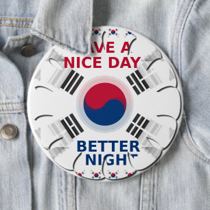 Vrolijke "Have a Nice Day" Koreaanse vlag Art Desi Ronde Button 6,0 Cm