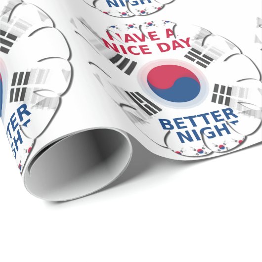 Vrolijke "Have a Nice Day" Koreaanse vlag Art ontw Cadeaupapier (Rol Hoek)