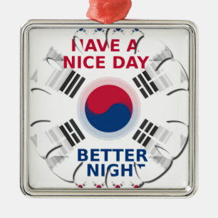 Vrolijke "Have a Nice Day" Koreaanse vlag Art ontw Metalen Ornament