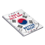Vrolijke "Have a Nice Day" Koreaanse vlag Art ontw Notitieboek (Rechterzijde)