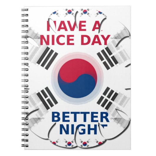 Vrolijke "Have a Nice Day" Koreaanse vlag Art ontw Notitieboek (Voorkant)