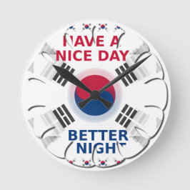 Vrolijke "Have a Nice Day" Koreaanse vlag Art ontw Ronde Klok