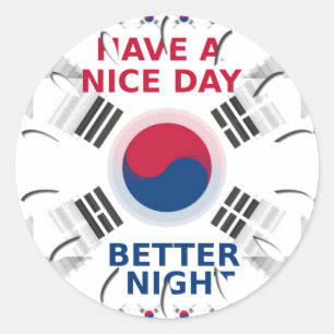 Vrolijke "Have a Nice Day" Koreaanse vlag Art ontw Ronde Sticker