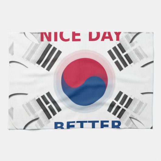 Vrolijke "Have a Nice Day" Koreaanse vlag Art ontw Theedoek (Horizontaal)