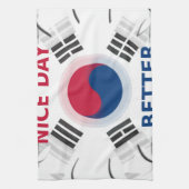 Vrolijke "Have a Nice Day" Koreaanse vlag Art ontw Theedoek (Verticaal)