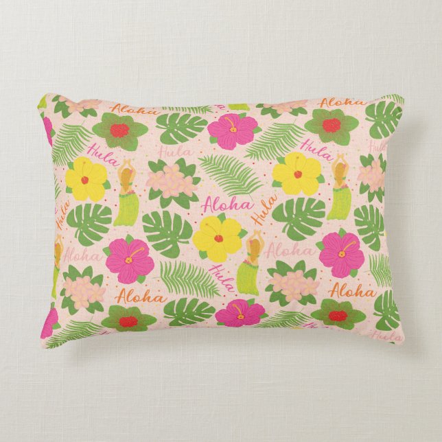 Vrolijke Hawaiian Hula Dancer Accent Art Accent Kussen (Voorkant)