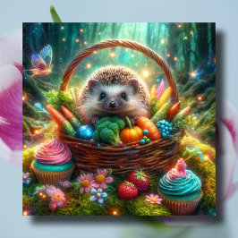 Vrolijke Hedgehog Woodland Paasmand Feestdagenkaart