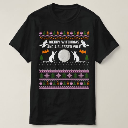 vrolijke heksen en gezegende kerstmis t-shirt (Design voorkant)