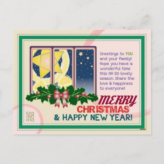 vrolijke & heldere Kerstkaart Feestdagenkaart (Achterkant)