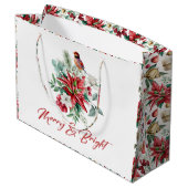 Vrolijke & Heldere Kerstmis Botanische bloemen Groot Cadeauzakje (Achterkant Gekanteld)